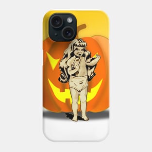 baby bottle doll and pumpkin on halloween Phone Case