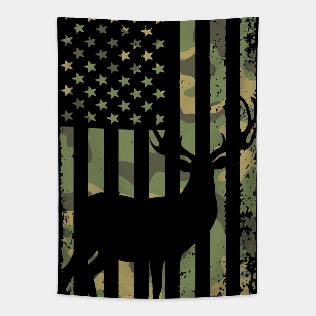 Camo Deer Hunting Flag Tapestry by Etopix