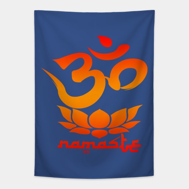 namaste red Tapestry by robotface