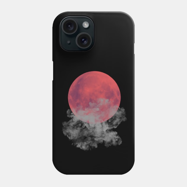 Red moon with clouds Phone Case by InspirationalDesign