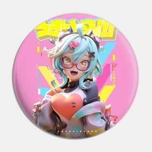 I love Candyfloss - Cr8zy in love Collection | Kawaii Anime Girl with glasses Pop Art 3D Design | PROUD OTAKU Pin