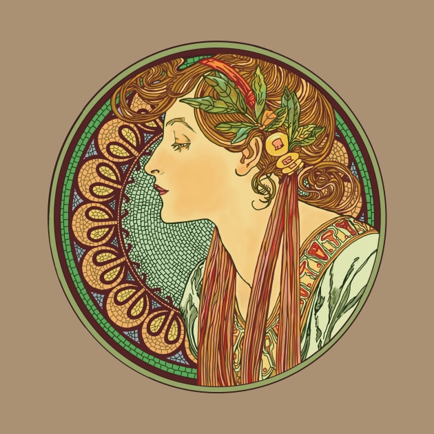 Mucha Cameo (on beige) by Soth Studio