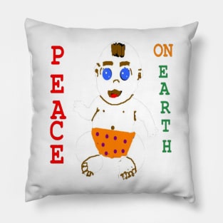 Baby Peace on Earth Design on Tie Dye Background Pillow