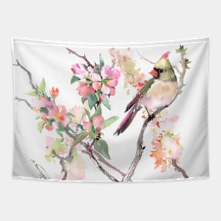 Cardinal and Apple Blossom Tapestry