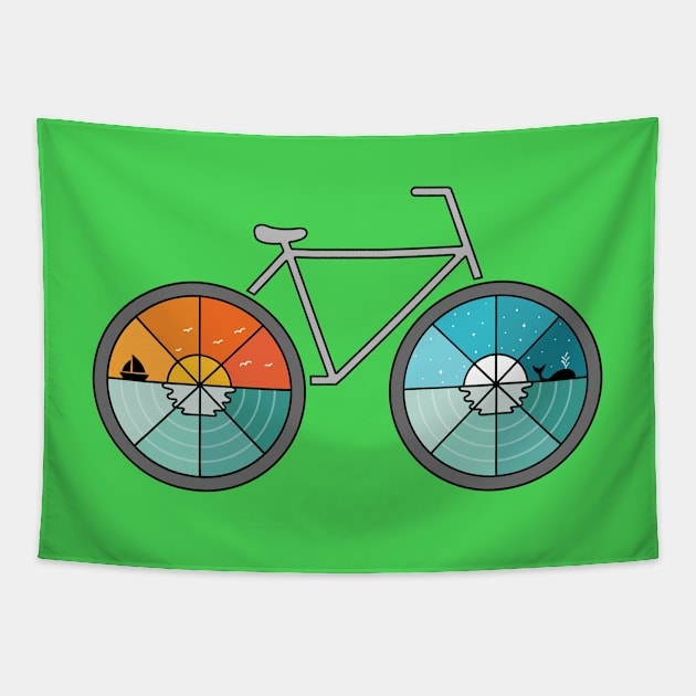 bicycle landscape Tapestry by coffeeman