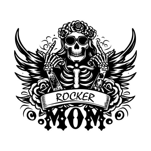 ROCK MOM, Skull WITH WINGS, ROCK MUSIC by Andloart