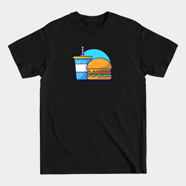 Discover Burger And Soda Cartoon Vector Icon Illustration (9) - Burger - T-Shirt