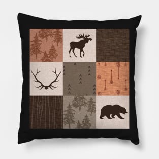 woodland patchwork - rust/brown Pillow