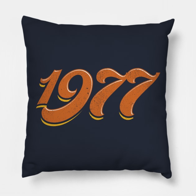 The Seventies - 1977 Pillow by LeftCoast Graphics