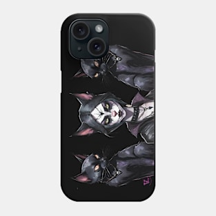 Goth Cat Girl with cats Phone Case