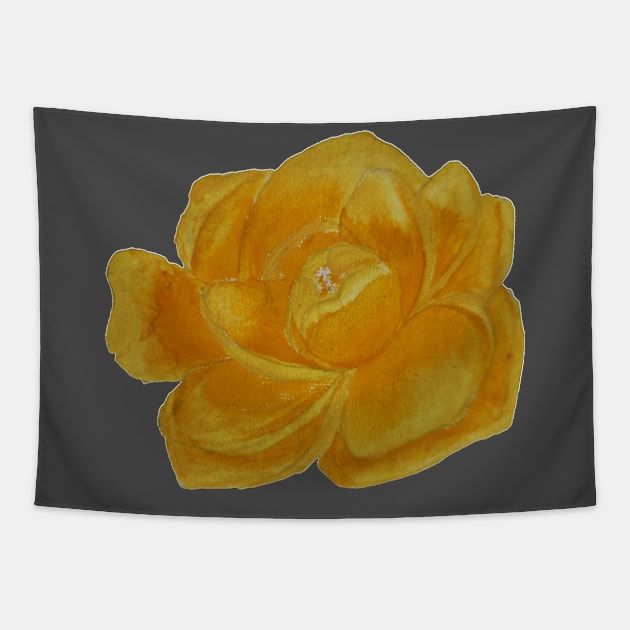 Yellow rose blossom, handpainted gouache watercolor Tapestry by JewelsNova