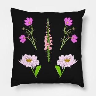 Red garden flowers sticker pack Pillow