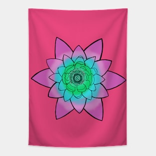 Pink/Teal Lotus flower Tapestry