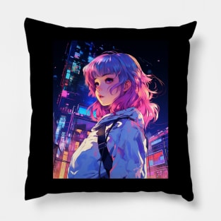 Japanese Vaporwave Sad Anime Girl Game Over Indie Aesthetic Pillow