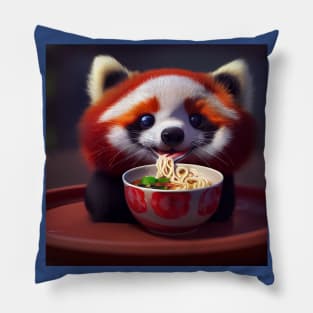 Kawaii Red Panda Eating Ramen Pillow