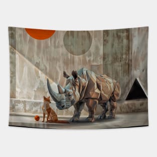 Abstract Harmony Geometric Animals and Colors Tapestry