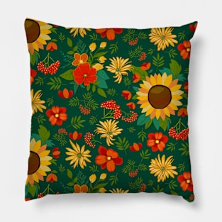 Sunflowers on emerald green Pillow