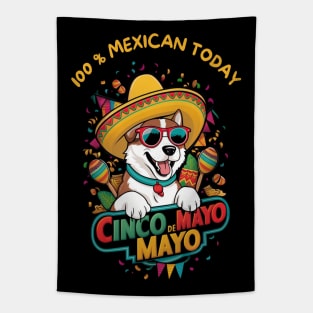 American Akita Dog Cinco de Mayo Tapestry