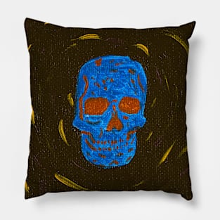 Blue and Red Skull Pillow