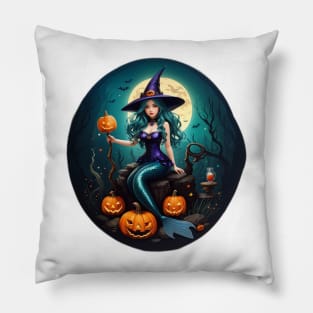 Full Moon Mermaid Witch Pillow