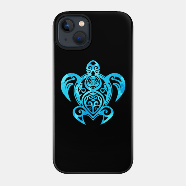 Ocean Blue Tribal Hawaiian Sea Turtle - Sea Turtle - Phone Case