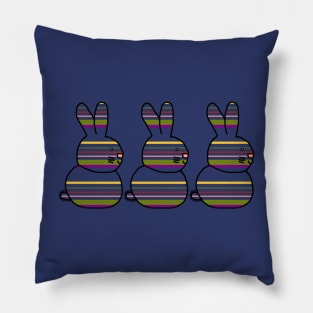 Three Bunnies Woman Yelling Meme Stripes Pillow