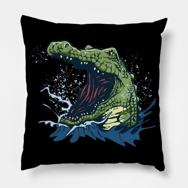 crocodile illustration Pillow by Invectus Studio Store