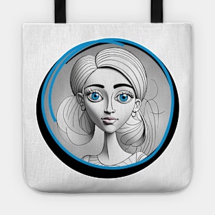 Pretty Girl Portrait - Line Art Design Tote