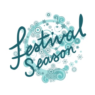 Festival Season Type Design Teals T-Shirt