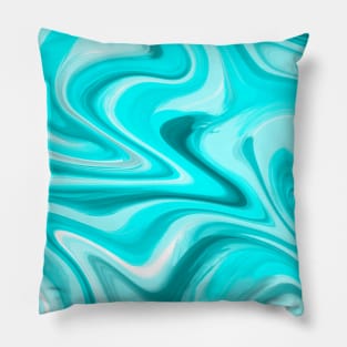 Aqua Blue Marble Swirl Pillow