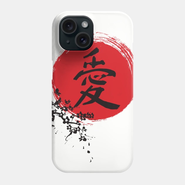 Kanji Love Cherry blossom Phone Case by Beltschazar