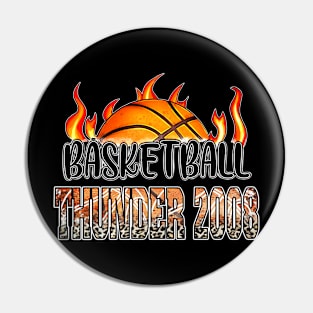 Classic Basketball Design Thunder Personalized Proud Name Pin