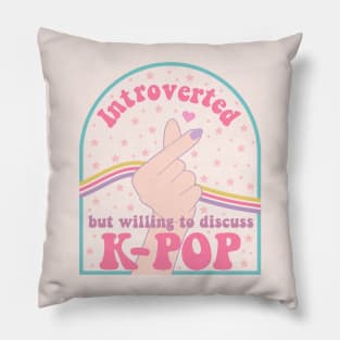 Introverted but willing to discuss k-pop hand white Pillow