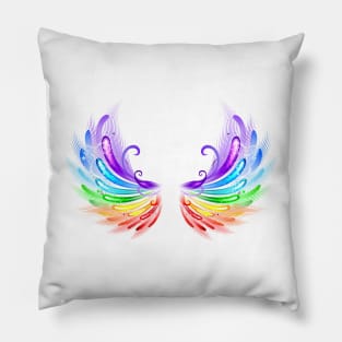 Rainbow Wings on a White Background Pillow