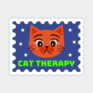 Cat Therapy Postal Stamp Magnet