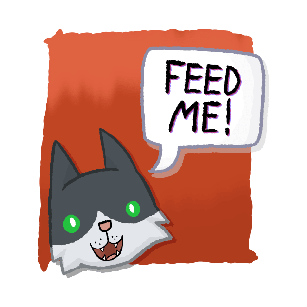 Feed Me! [Tuxedo Cat With A Red Background] by Quirkball