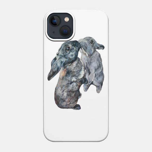 Gorgeous bunny painting 'having kisses'! - Bunnies - Phone Case