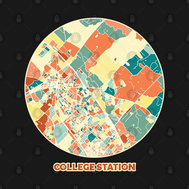 College Station Texas map in mozaique colors by SerenityByAlex