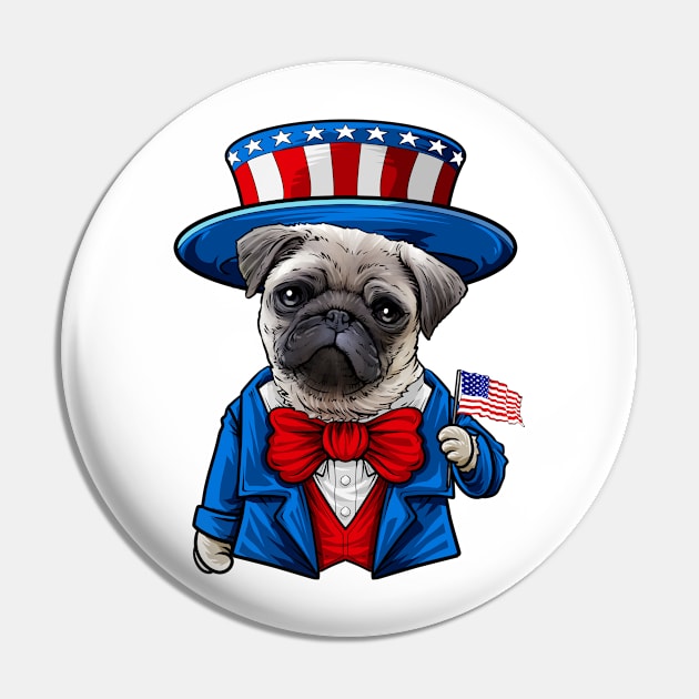 Fourth of July Pug Pin by whyitsme