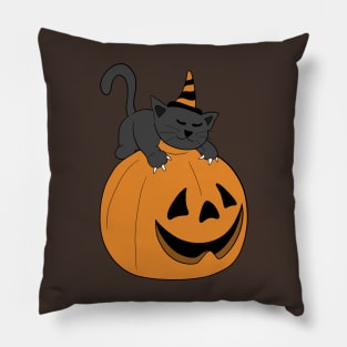 PUMPKIN BLACK CAT Pillow