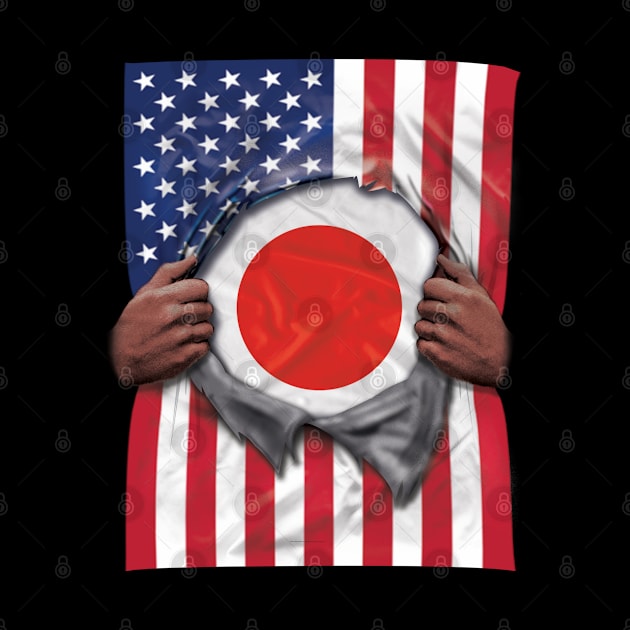 Japan Flag American Flag Ripped - Gift for Japanese From Japan by Country Flags