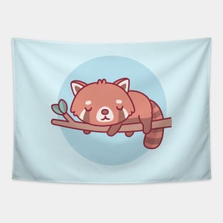 Cute Red Panda Sleeping On Tree Branch Tapestry