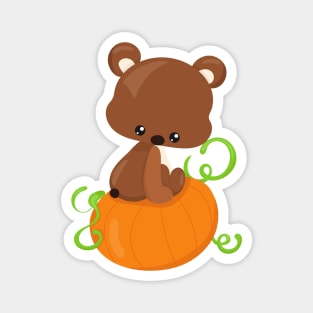 Thanksgiving Bear, Cute Bear, Little Bear, Pumpkin Magnet