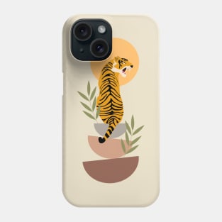 Tiger and sun - boho art Phone Case