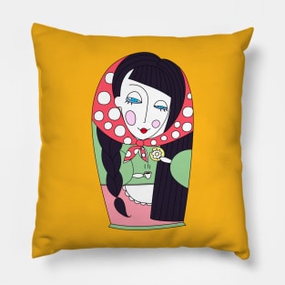 Matryoshka doll (black) Pillow