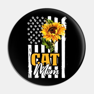 Flag American Cat Mom Pin