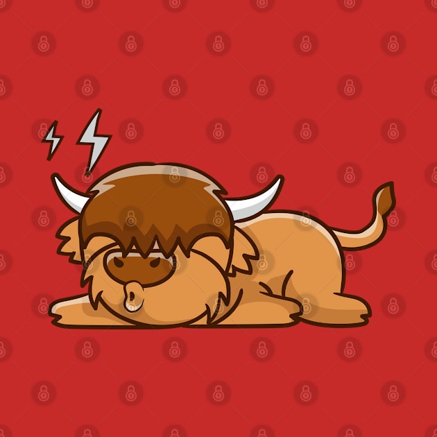 Sleeping highland cow by GuavanaboyMerch