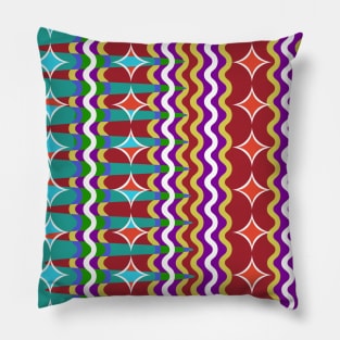 Retro 1960s Style Sixties Vintage Abstract Pattern Design Multicolored Pillow