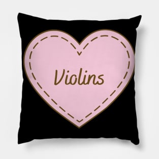 I Love Violins Simple Heart Design Pillow