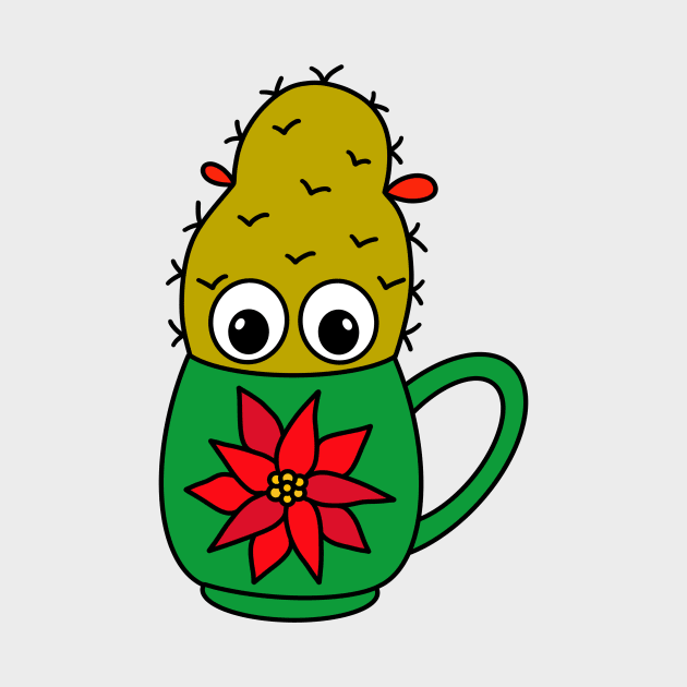 Cute Cactus Design #343: Mini Cactus In Poinsettia Mug by DreamCactus